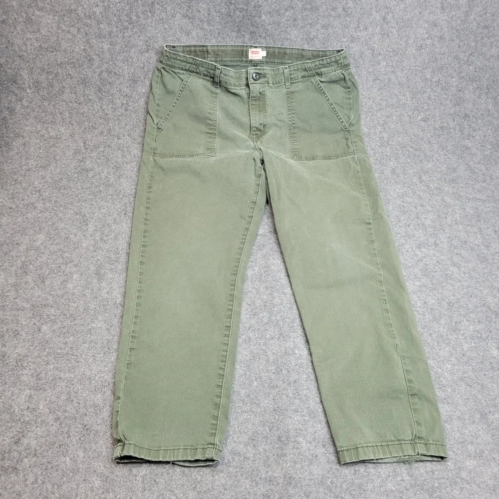 Levis Pants Womens 12 Green Casual Mid Rise Comfort Fit Straight Leg Preppy
